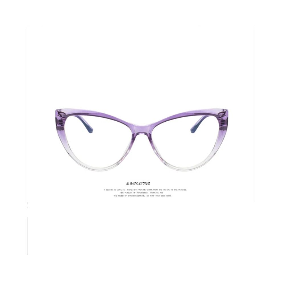 Purple/Blue/Light (Gradient +5.00 Strength) Blocking Reading Glasses Cat Eye High Definition Glasses
