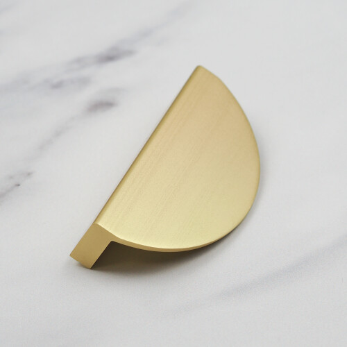 Brushed Brass Half Moon Pull Cabinet Handle 64mm 2