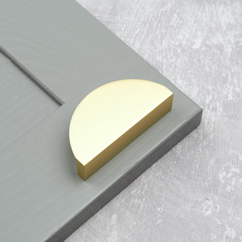 Brushed Brass Half Moon Pull Cabinet Handle 64mm 1