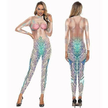 (M, style 1) Womens 3d Mermaid Print Jumpsuit Bodysuit Halloween Carnival Cosplay Costumes
