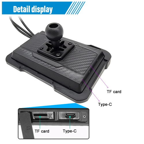 Φορητή κάμερα αυτοκινήτου DVR μοτοσικλέτας 5 ιντσών με ασύρματο CarPlay Android Auto 1