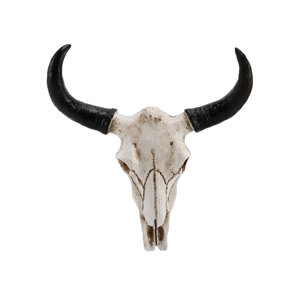 Decorazione Da Parete In Resina Con Testa Di Teschio Di Mucca Dalle Corna Lunghe, Scultura 3D Di Animali Selvatici