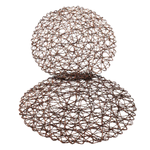 Round Paper Fiber Woven Place Mats Decor 15 inch Set Of 12 (Coffe)