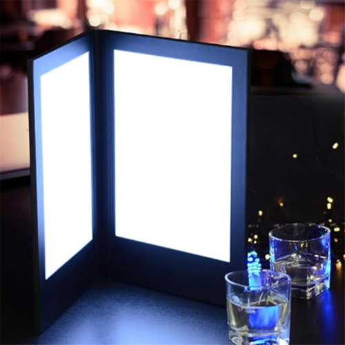 Επαναφορτιζόμενη οθόνη LED με μενού από δέρμα PU, δύο σελίδες 2