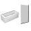 NES Home Nes Home 1700mm Square Bath with Square Black Frame Light Grey Bath Screen 1
