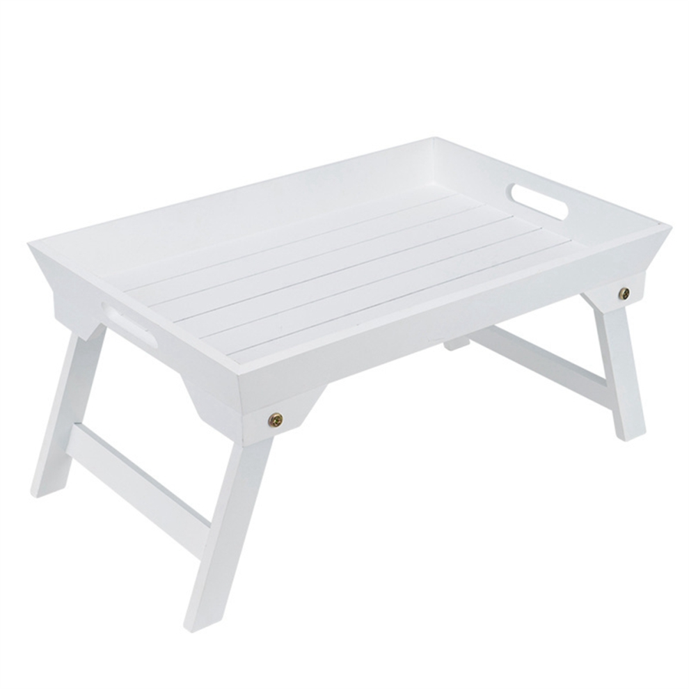 Table d'extérieur en bois pour ordinateur portable, petite taille, blanche