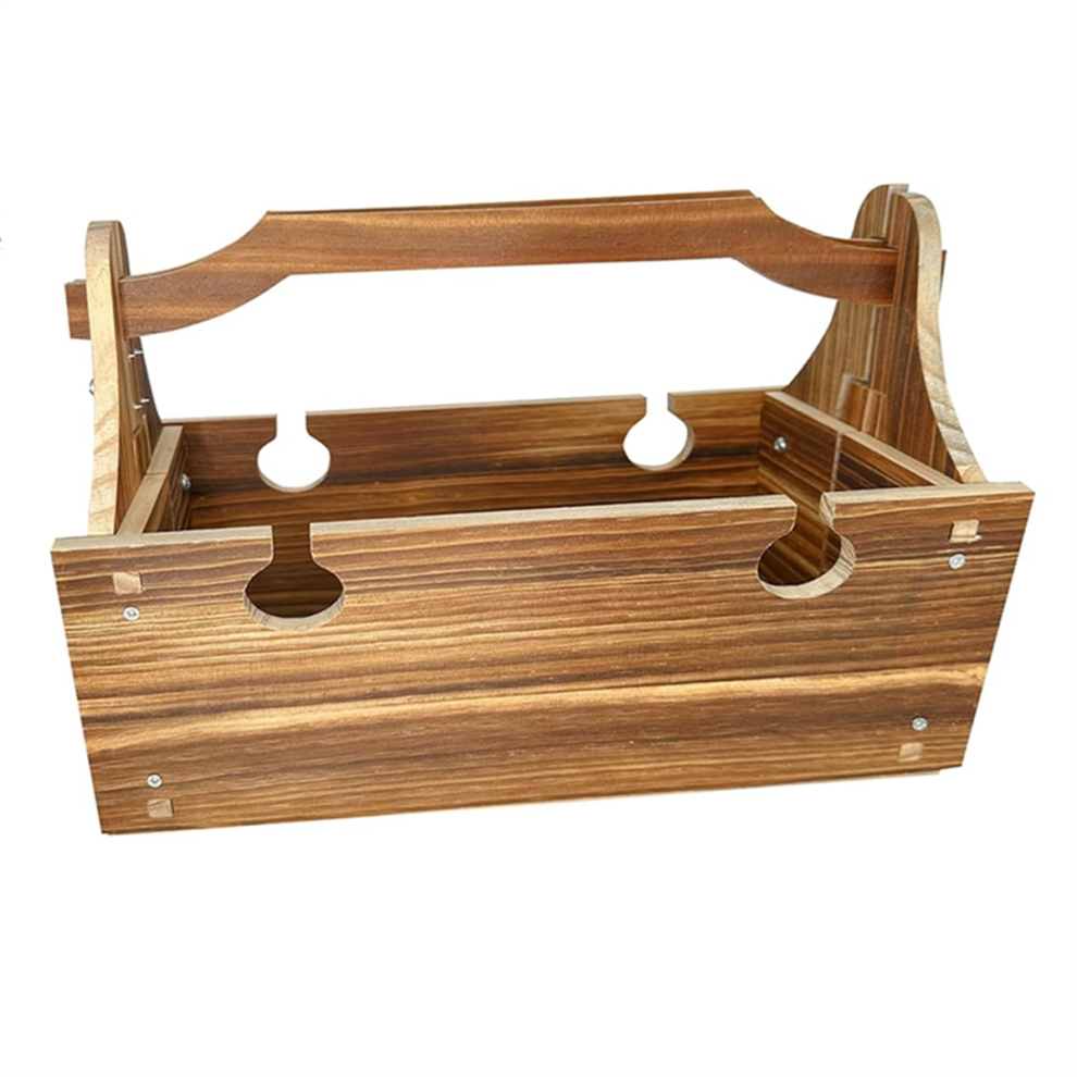 Table de pique-nique pliante d'extérieur en bois, panier de rangement en bois convertible