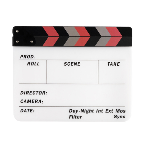ClapperBoard Ταινία Δράσης με Χειρολαβή για Σκηνοθέτες, Λευκό