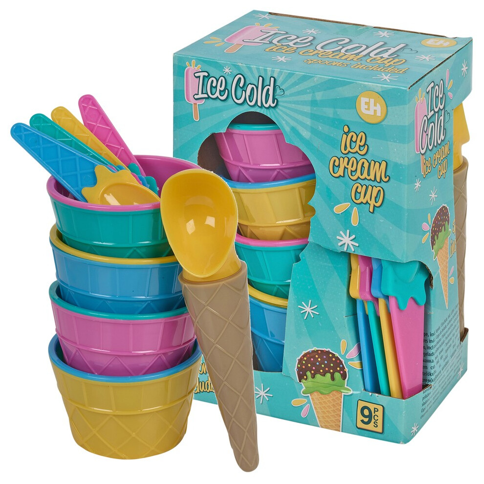 (Dark Coloured) 9 Pc Ice Cream Dessert Bowls Scoop Cup Spoons Serving Set Reusable Summer Party-image-OPC-PHGC6TR-NEW