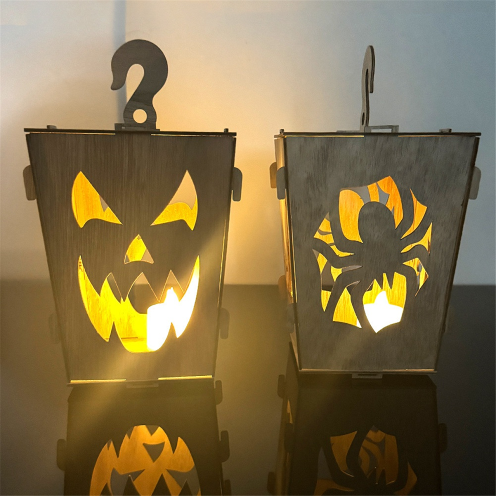 Halloween Wooden Lighted Pumpkin for Tabletop,B