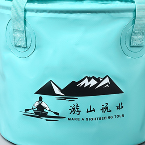 Balde dobr?vel com al?a para camping, pesca e caminhadas, azul dobr?vel 2