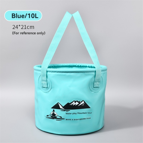 Balde dobr?vel com al?a para camping, pesca e caminhadas, azul dobr?vel 1