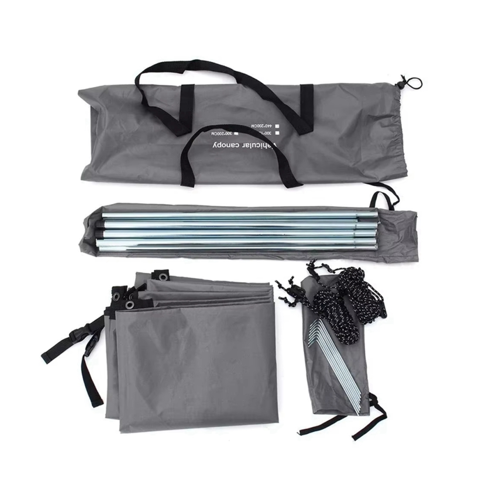 Abri de voiture portable, tente de camping latérale sur le toit, gris