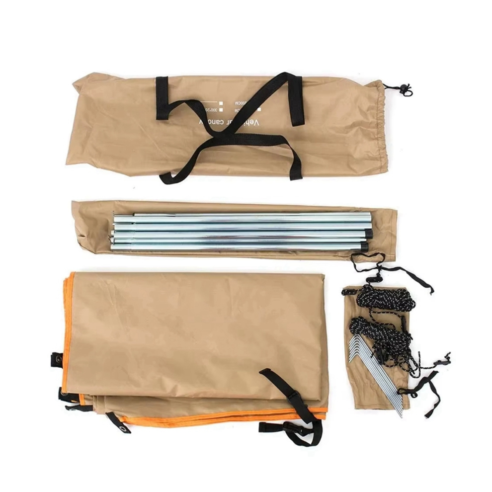 Abri de voiture portable, tente de toit latérale de camping, kaki