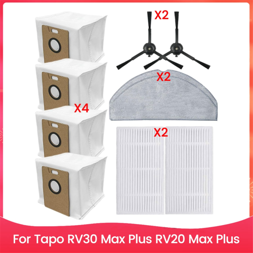 For RV30 RV20 Side Brush Filter Mop Cloth Dust Bags
