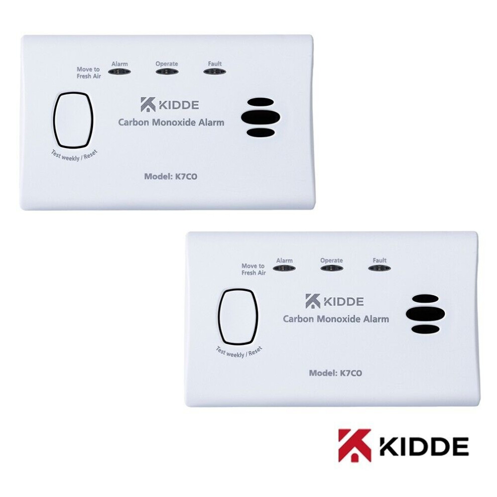Kidde K7CO Carbon Monoxide CO Alarm 10 Year Life 2xAA Battieries, Twin Pack
