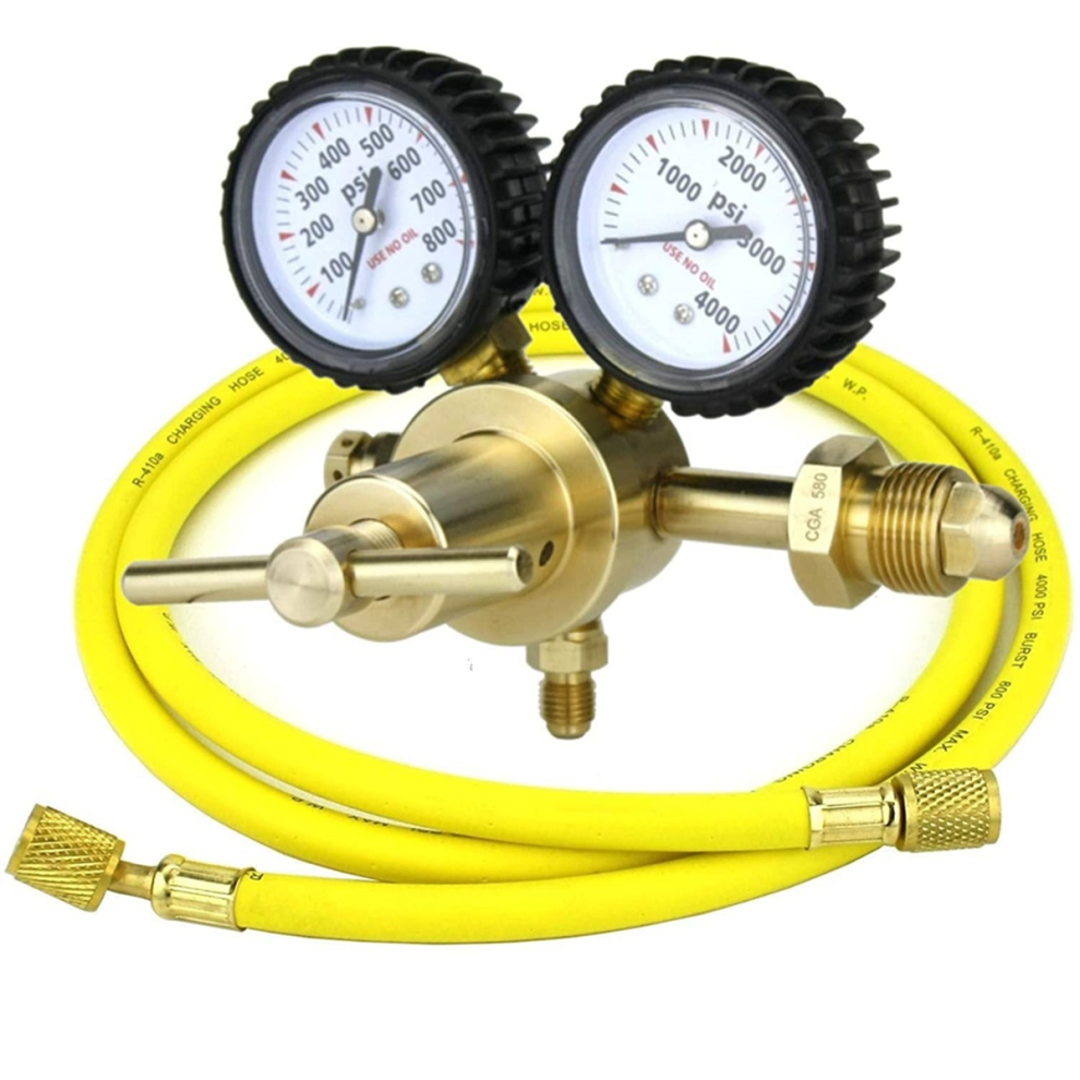 Nitrogen Regulator With Hose For Hvac Purge, Cga580 Inlet Connection 4851325292405