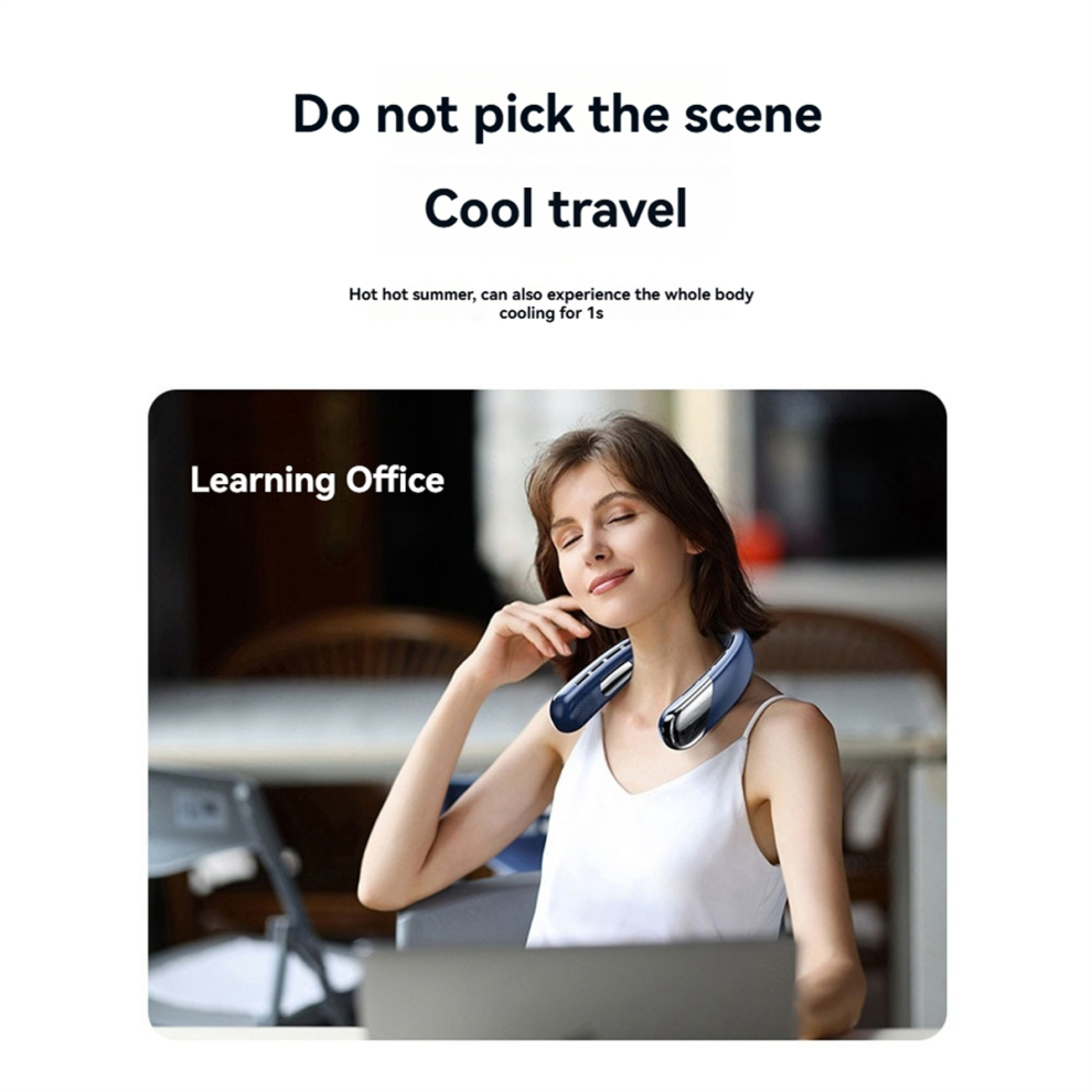 Mute Portable USB Neck Fan 2400mAh Bladeless Cooling Neck Fan-image-OPC-PHGDBB9-NEW