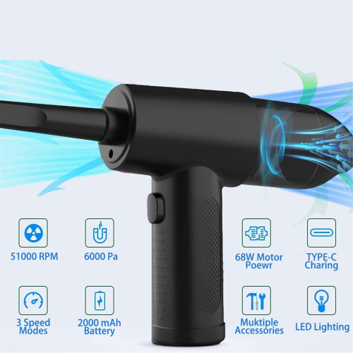 Compressed Air Duster,Electric Air Duster and Vacuum 2 in 1 2