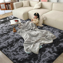 (200cm x 290cm (6ft 7" x 9ft 6"), Tye Dye Black Grey) Grey Black Shaggy Rugs Non Slip Extra Large Fluffy Soft Area Rug Living Room Bedroom Carpets