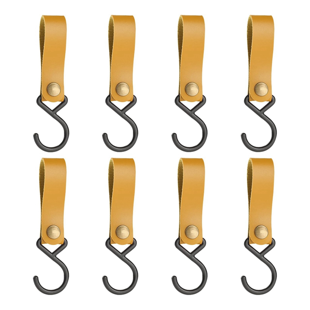 8Pcs Leather S-Hooks Leather Hook,Coat Hook for Hanging (Light Brown)-image-OPC-PHGDG9V-NEW