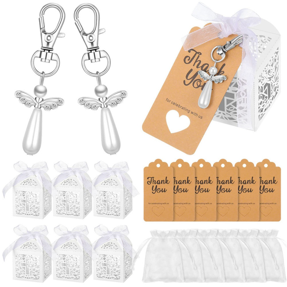 Angel Favor Keychain with Organza Bag & Angel Wing Thank You Tag,-image-OPC-PHGDGRB-NEW