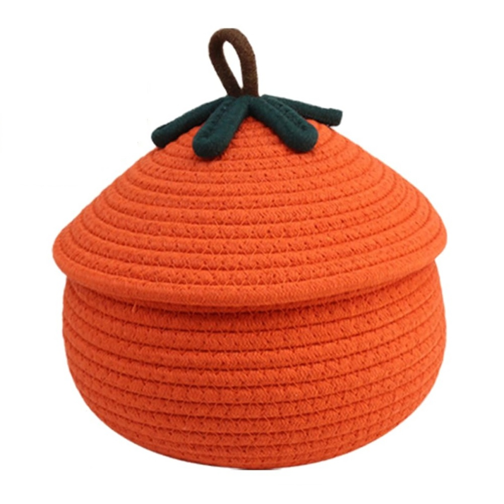 Halloween Woven Pumpkin Basket with Lid Cute Storage Basket with Lid