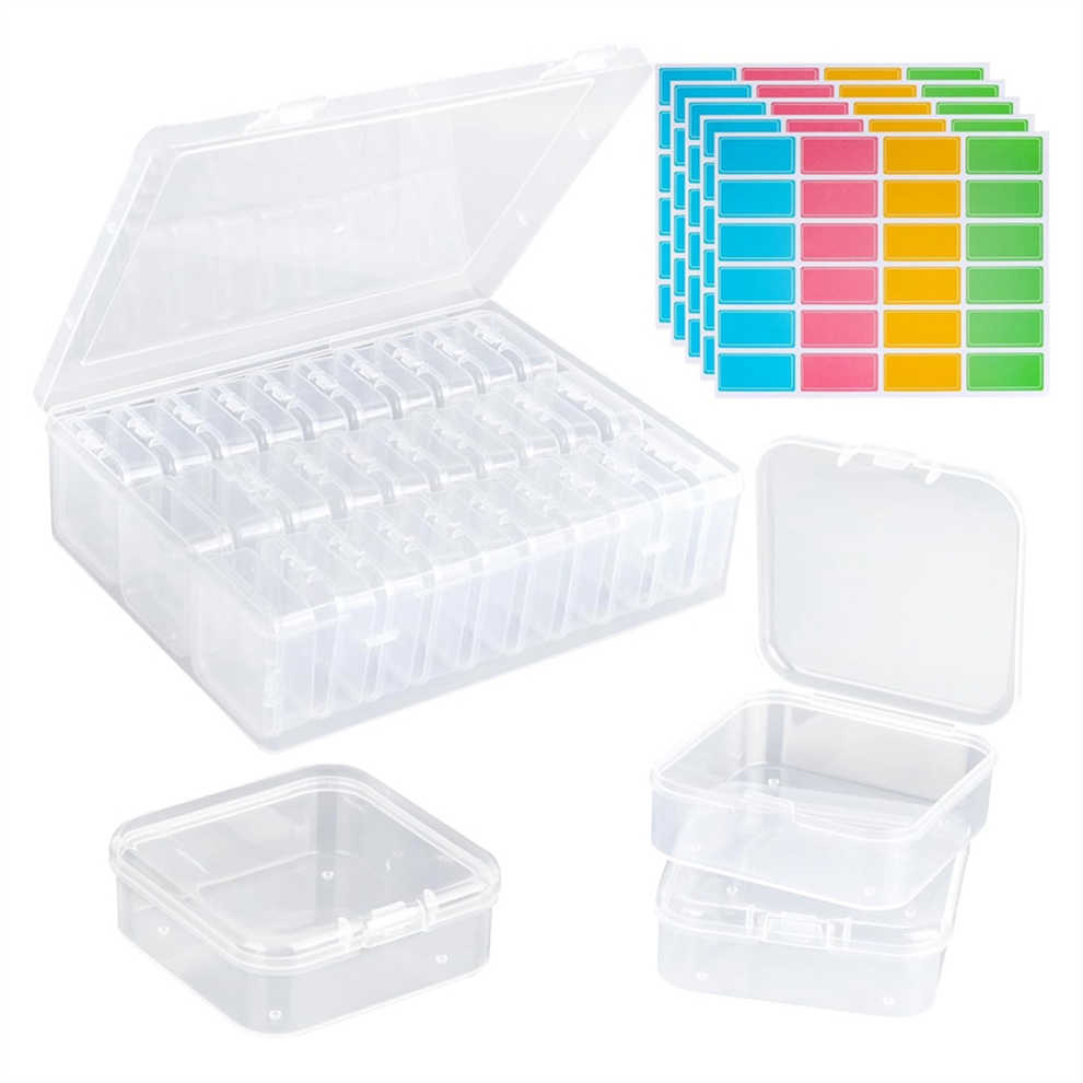 Kralen organizer box, 30 stuks kleine doorzichtige plastic kralen opbergdoosjes