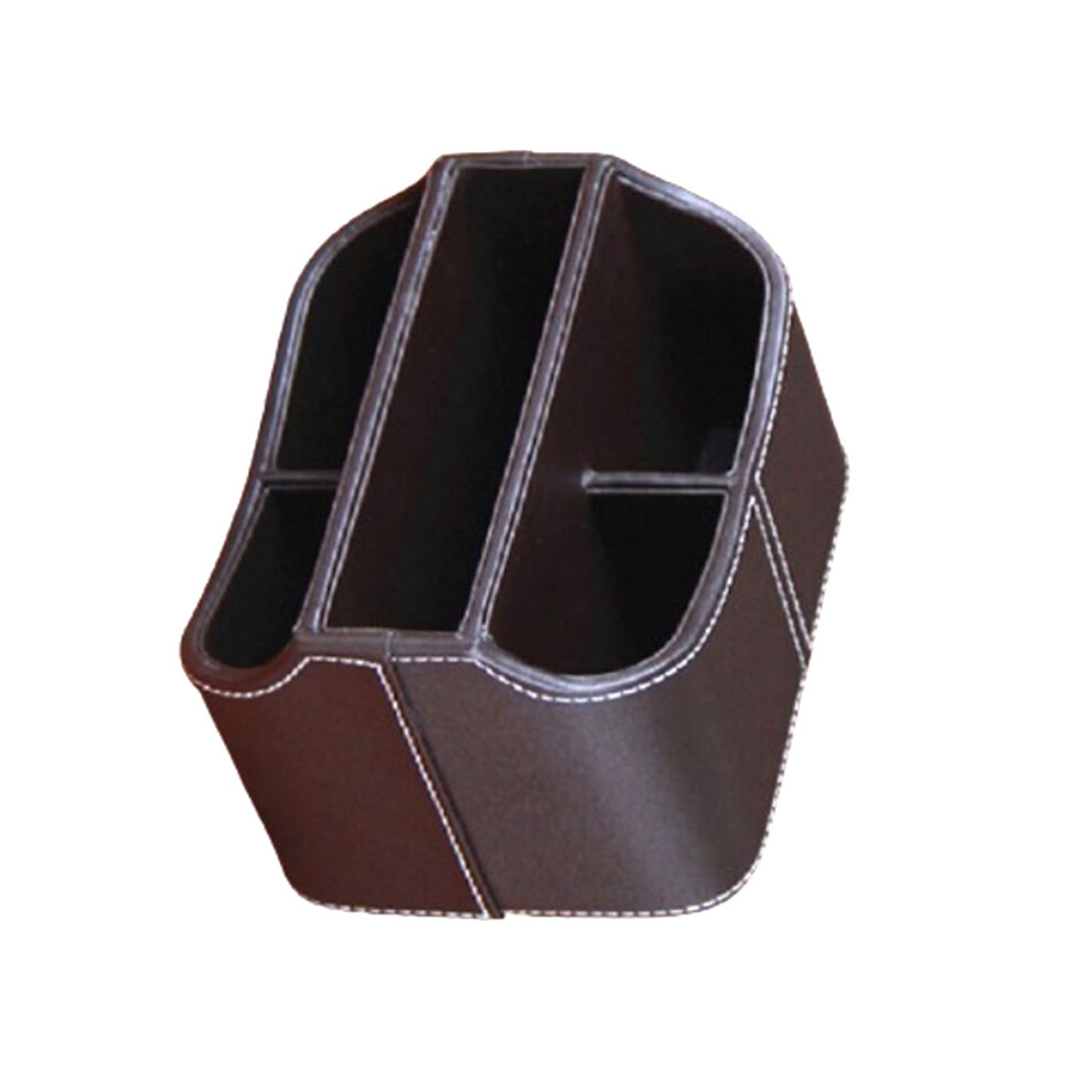 Leather Remote Control Phone and TV Holder Desk Storage Box-image-OPC-PHGDHQS-NEW