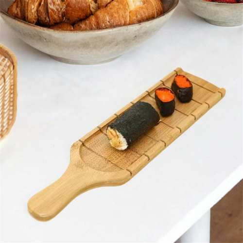 Bamboo Long Handle Grooved Long Cutting Board Fruit Tray 1
