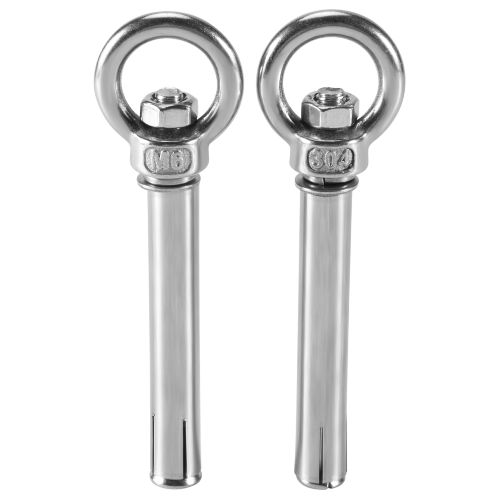 2Pcs Stainless Steel Raw Style Shield Anchor Eye Bolts M6 X 82Mm 4851792483139