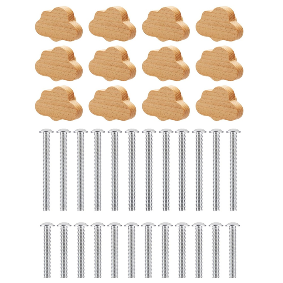 Beech Wood Drawer Knobs Cloud-Shaped Wooden Dresser Pulls 4851792482651