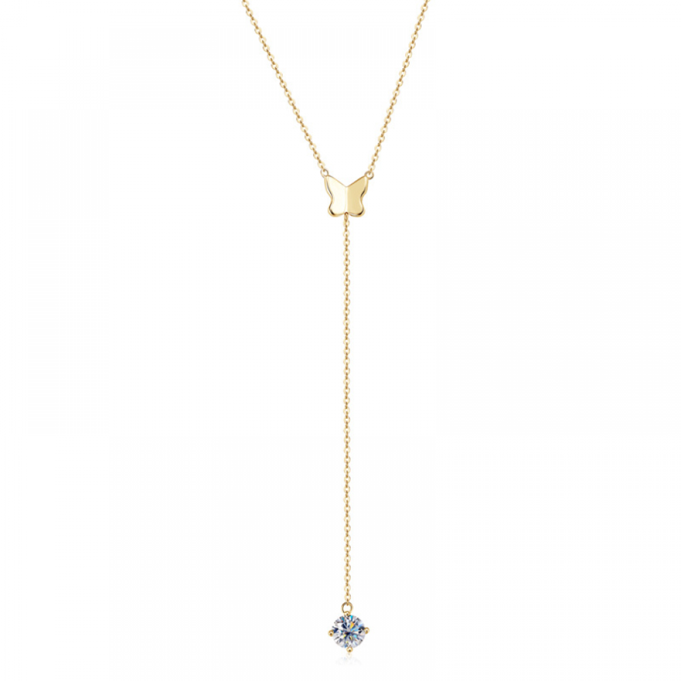 Collier pendentif papillon en argent 925 et moissanite
