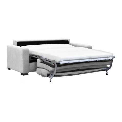 Sofa Bed 3 Seater Paris Light Grey Velour Fabric 2