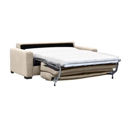 Sofa Bed 3 Seater Paris Cream Velour Fabric 2