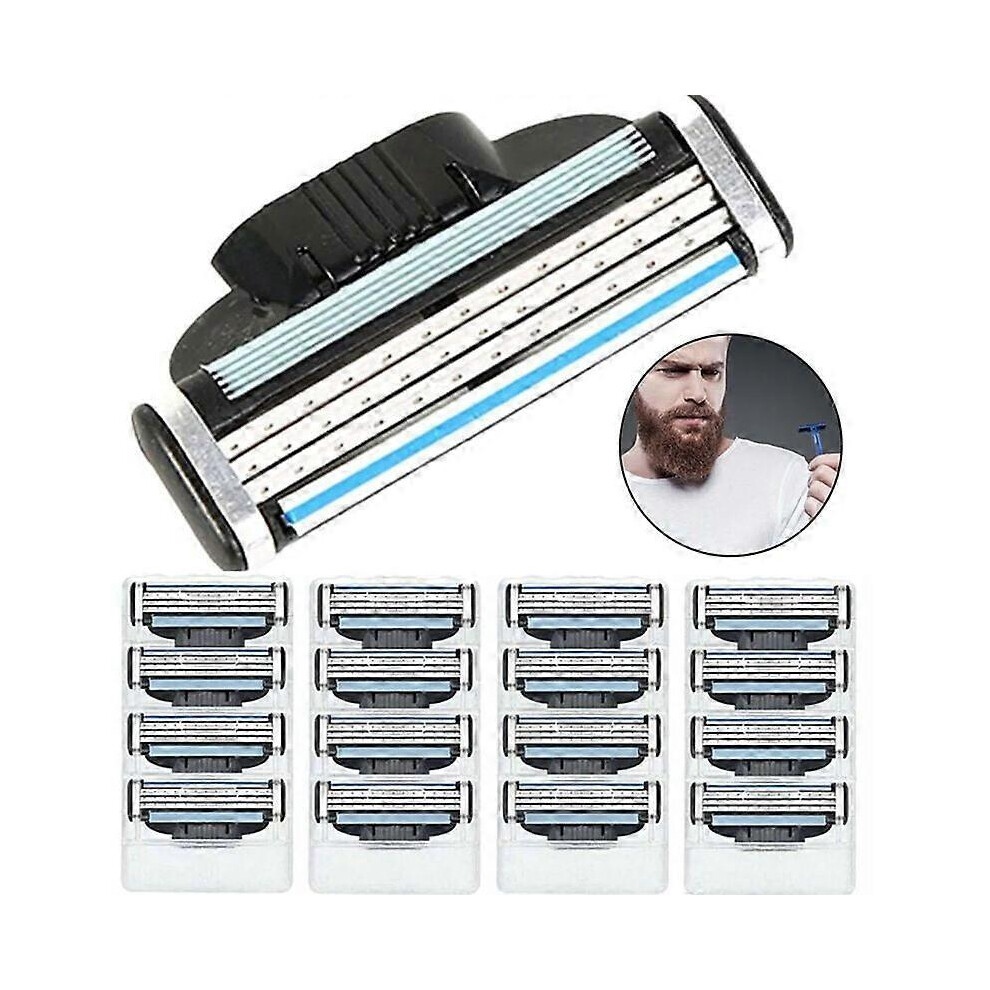 Men's Razor Refills, Designed for Longer Hair Shaving, Anti-Clog Design Ensures Hassle-Free Cleaning, Sensor Head Adapts To Facial Curves, 3 Layers-image-OPC-PHGDRGW-NEW