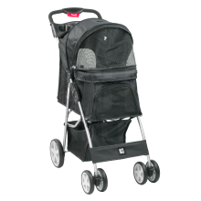 (Black Pet Stroller) KCT Hooded Pet Strollers for Small to Medium Sized Pets