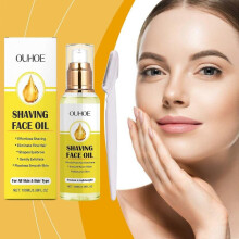 (1 Set) 100ml Shaving Face Oil with 1pcs Shaver, Shave Oil for Women, Softens Area Pre Shave & After Shave