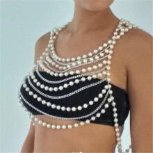 Mode Persönlichkeit Wildperlenkette Metallkette Kombination Körperkette Top Weste Kleidung-MIWI-Silber