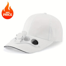 (White, 1pc) Solar Fan Hat with Built-In Quiet Fan & Sunlight - Adjustable Baseball Cap for Outdoor Hiking, Fishing, Camping - Breathable Polyester