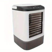 (White) Summer Portable Air Conditioner, Mini Cooling Fan with Water-Cooled Humidifier, Ice Crystal Add-On Option, Colorful Ambient Light Tank