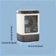 (White) [Mini Air Conditioner] Portable Mini Air Conditioner | USB-Powered, Colorful Ambient Lighting, Adjustable Direction, Water-Cooled Humidifier