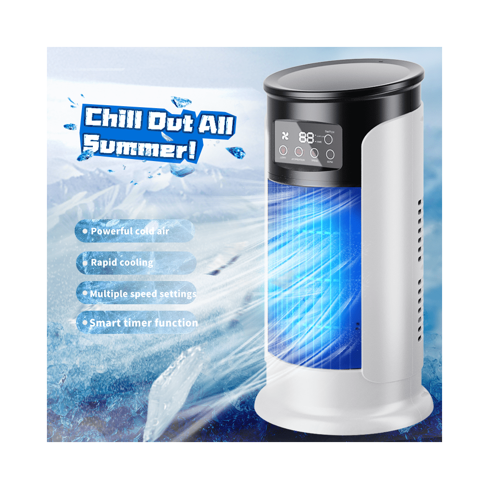 (White) USB-Powered Portable Air Conditioner Fan - 3-in-1 Cooling, Heating, And Humidifying With Ambient Night Light | 6 Adjustable Speeds & Timer-image-OPC-PHGDVHY-NEW