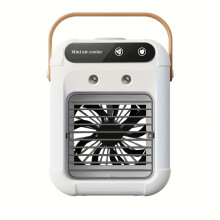(White) Portable Air Conditioner Mini Cooler for Home and Office with Four-Speed Wind Adjustment, USB Charging, Humidification Spray Fan