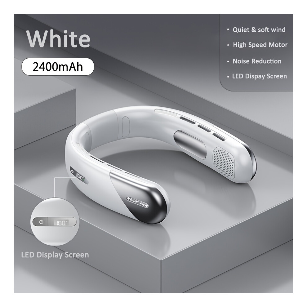 Flemye (White) 1Pc Rechargeable Wearable Air Conditioner, Neck Fan Portable, Bladeless Neck Fan, Wearable Fan, Cooling Fan, Air Cooler Fan, Portable Air Cond White