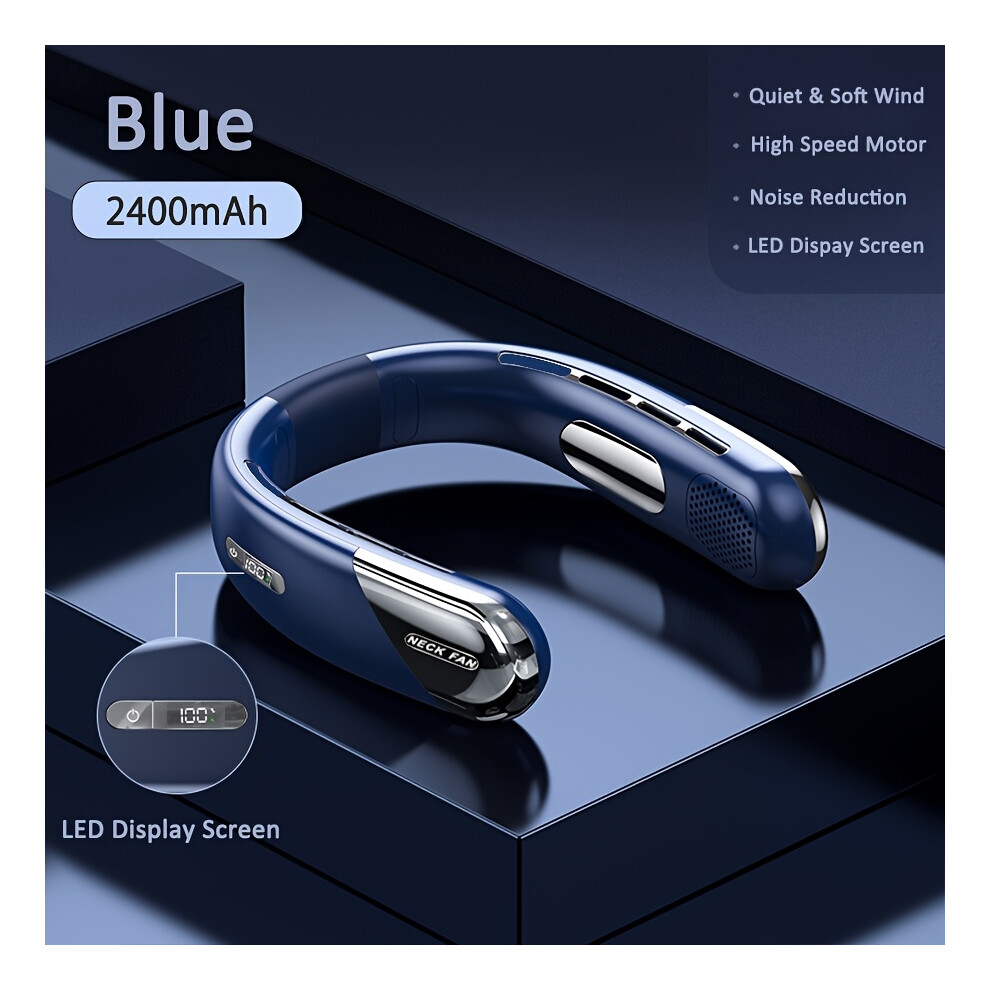 Flemye (Blue) 1Pc Rechargeable Wearable Air Conditioner, Neck Fan Portable, Bladeless Neck Fan, Wearable Fan, Cooling Fan, Air Cooler Fan, Portable Air Condi Blue