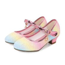 (Colorful, UK1.5 /Inner length 8.35 inch) Kids Girls' Sandals Glitter Party Wedding Shoes