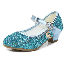 (Blue, UK9 Kids/Inner length 6.89 inch) Kids Girls' Sandals Glitter Party Wedding Shoes