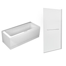 Nes Home 1700mm Square Bath, Square 800mm Bath Screen with Towel Bar