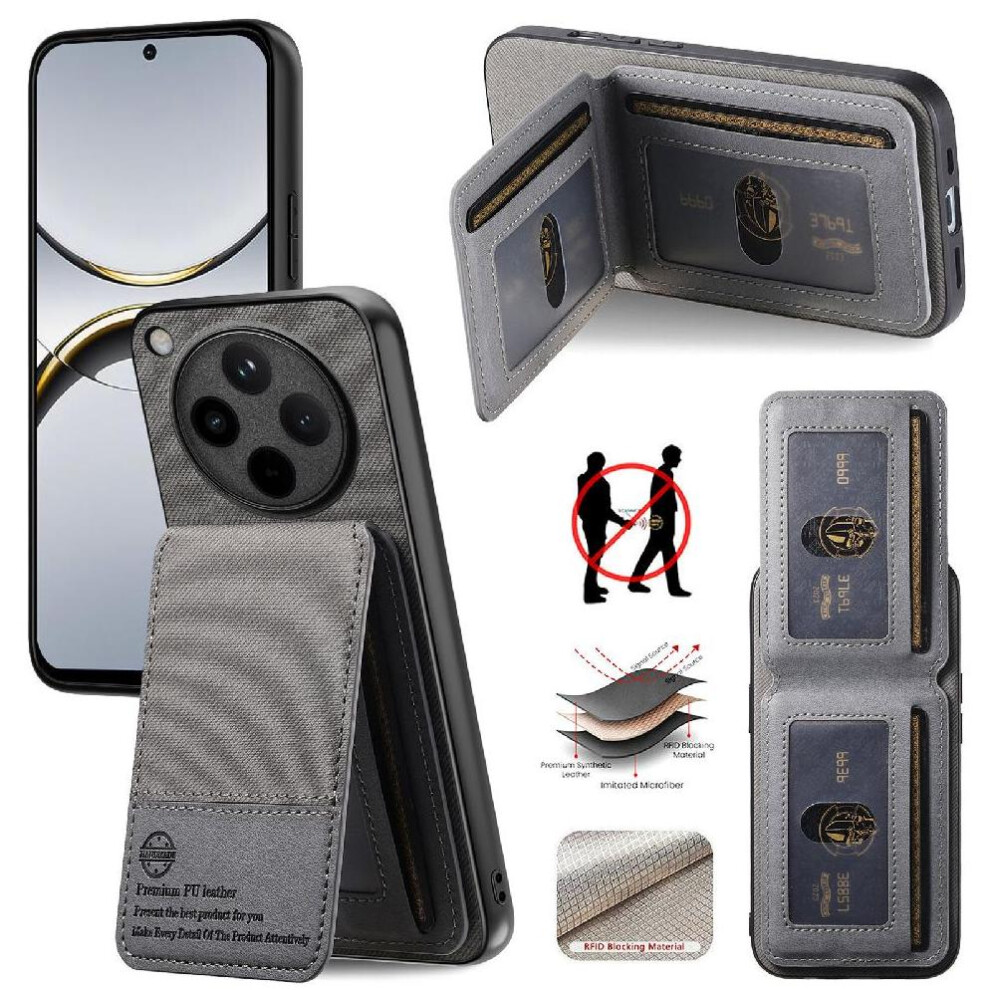 ( ) Case For Oppo Find X8 Pro Wallet Leather Case Shockproof Rfid Blocking Gray 764563539130